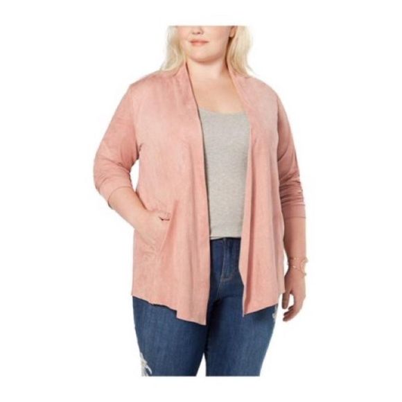 Style & Co. Other - Style & Co. Womens Faux-Suede Open Front Jacket Blush Pink Size 2X NWT